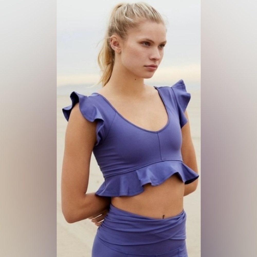 Free People Purple Ruffle Crop Top